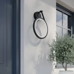Lucande udendørs LED-væglampe Mirco, 30 cm, sort, IP65