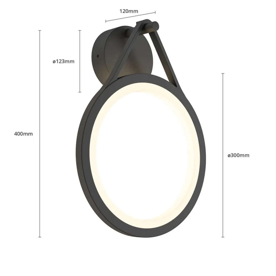 Lucande udendørs LED-væglampe Mirco, 30 cm, sort, IP65