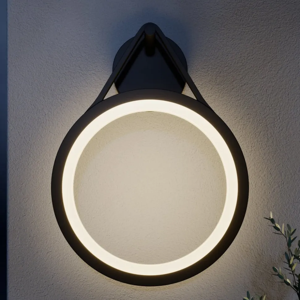 Lucande udendørs LED-væglampe Mirco, 30 cm, sort, IP65