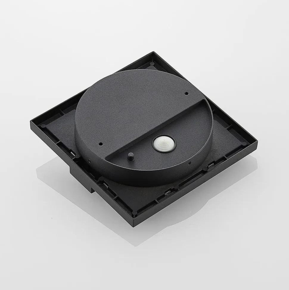 Lucande udendørs LED-væglampe Gylfi, 20 cm, sort, sensor
