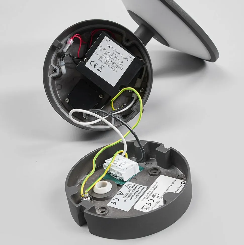 Lucande udendørs LED-væglampe Fenia, sensor, IP54, antracit