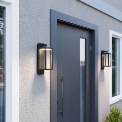 Lucande udendørs LED-væglampe Ferdinand, grå, metal, 38 cm