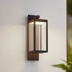 Lucande udendørs LED-væglampe Ferdinand, rust, metal, IP54