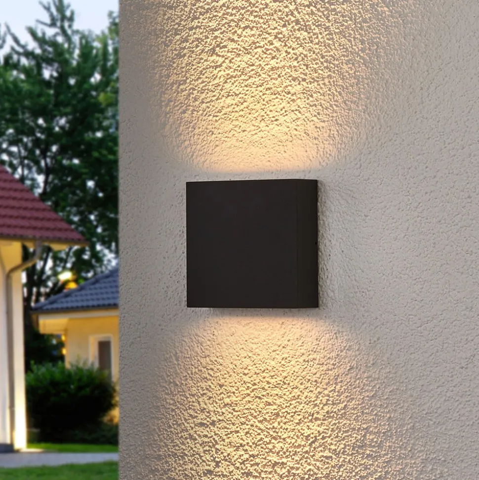Lucande udendørs LED-væglampe Trixy, antracit, metal, IP54