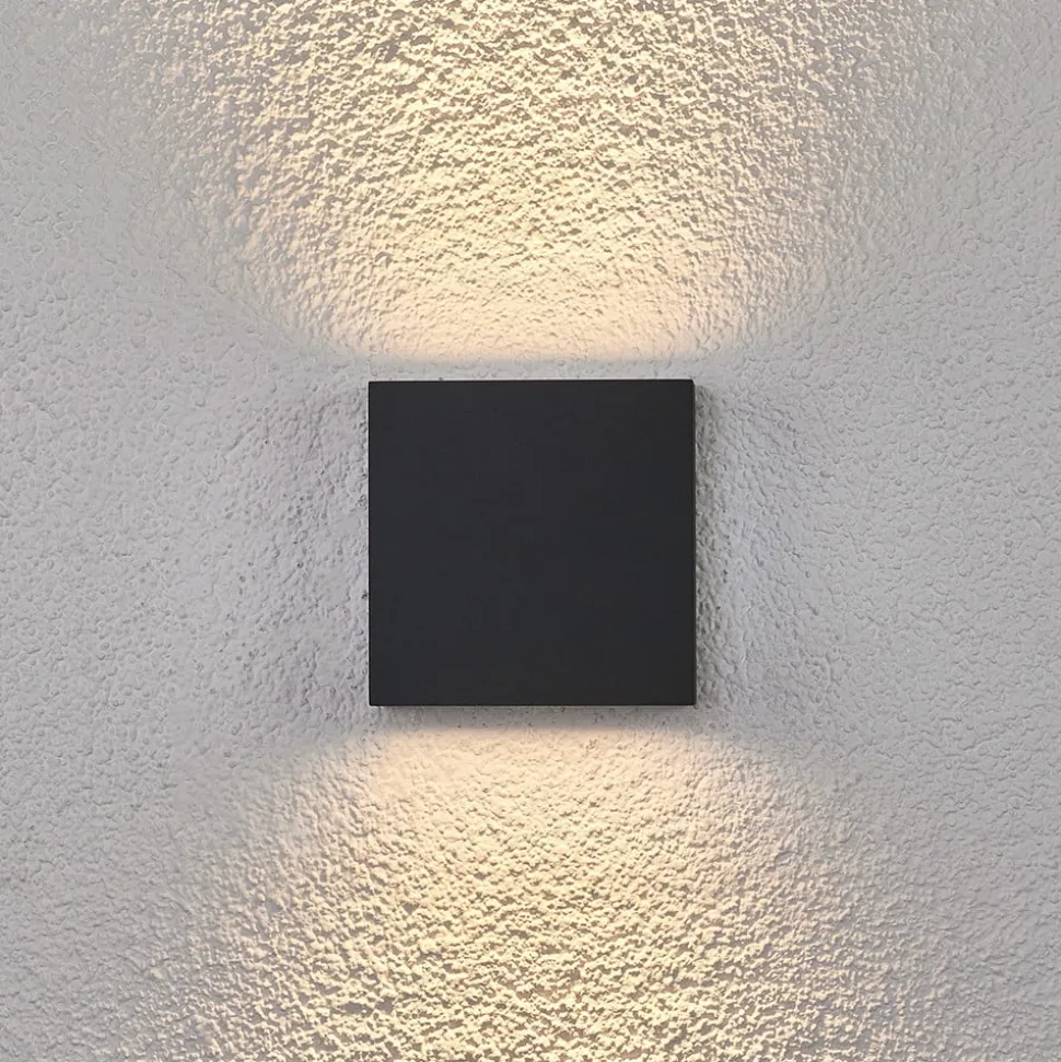 Lucande udendørs LED-væglampe Trixy, antracit, metal, IP54