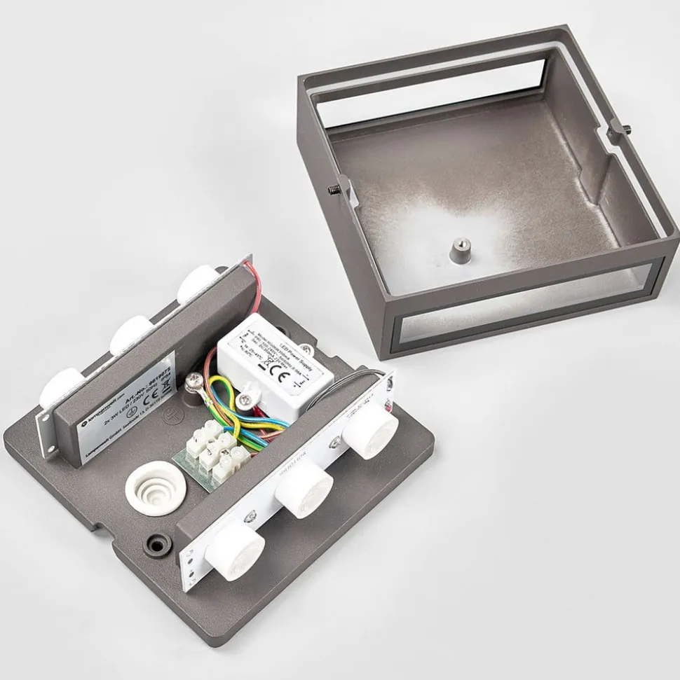 Lucande udendørs LED-væglampe Trixy, antracit, metal, IP54