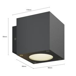 Lucande udendørs LED-væglampe Jarno, antracit, metal, 9 cm
