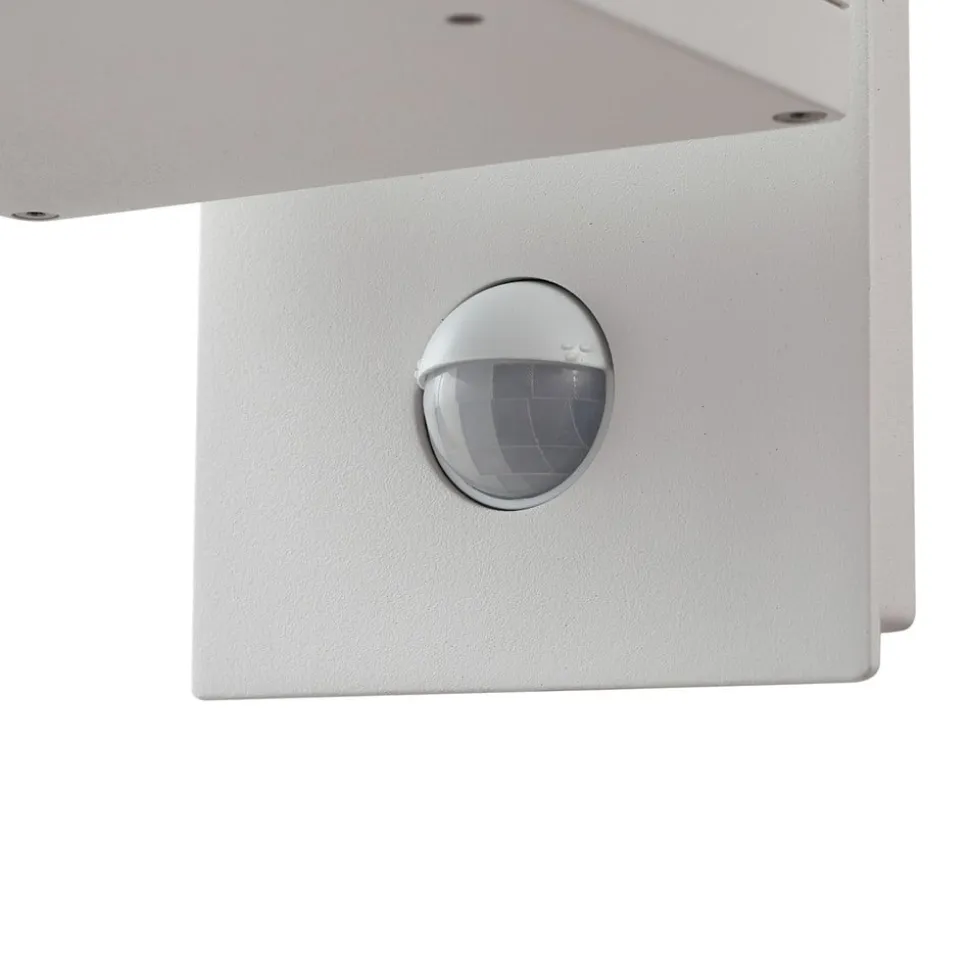 Lucande udendørs LED-væglampe Ferdinand, hvid, sensor, 38 cm