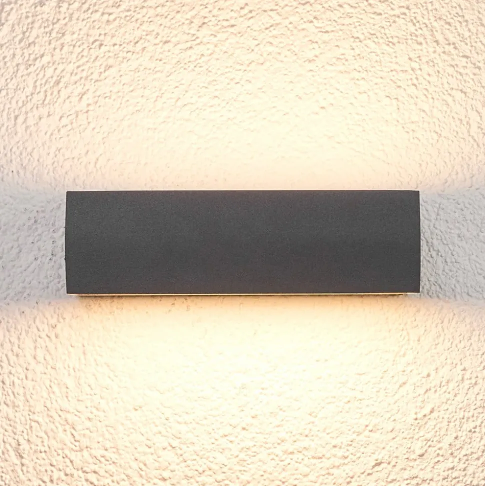 Lucande udendørs LED-væglampe Lissi, 21 cm, antracit, IP54