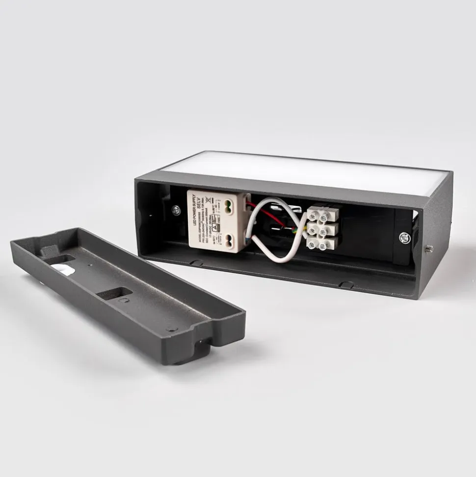 Lucande udendørs LED-væglampe Lissi, 21 cm, antracit, IP54