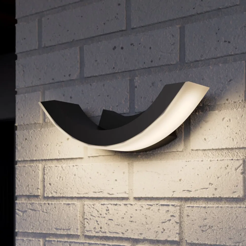 Lucande udendørs LED-væglampe Half, 30 cm, antracit, IP54