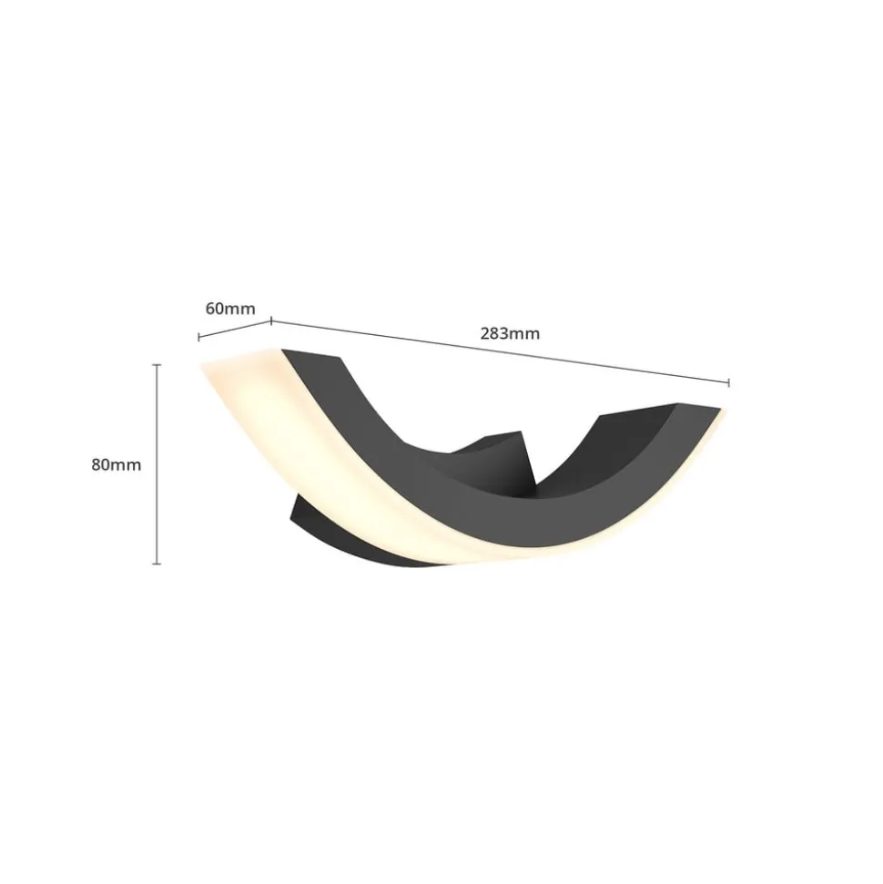 Lucande udendørs LED-væglampe Half, 30 cm, antracit, IP54