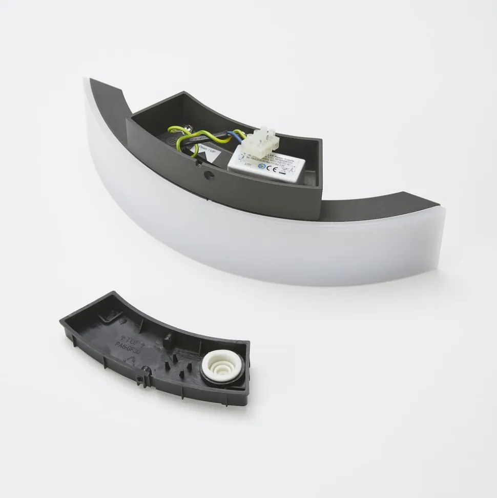 Lucande udendørs LED-væglampe Half, 30 cm, antracit, IP54