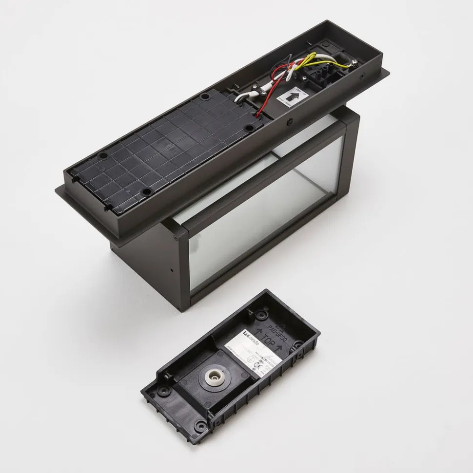 Lucande udendørs LED-væglampe Ferdinand, sensor, grå, 38 cm
