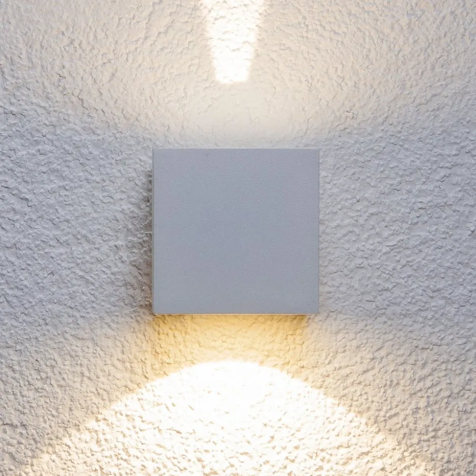 Lucande udendørs LED-væglampe Jarno, hvid, metal, 9 cm