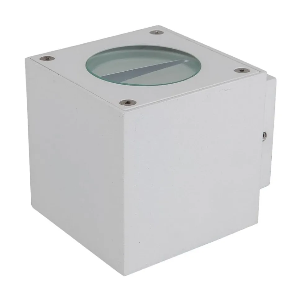 Lucande udendørs LED-væglampe Jarno, hvid, metal, 9 cm