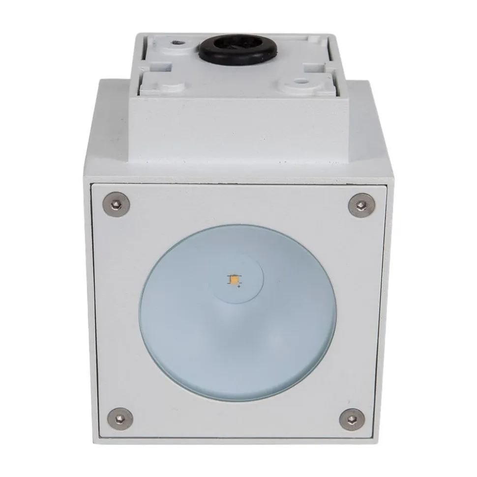 Lucande udendørs LED-væglampe Jarno, hvid, metal, 9 cm