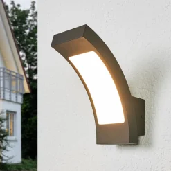 Lucande udendørs LED-væglampe Juvia, 19 cm, antracit, IP54