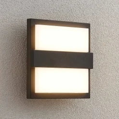 Lucande udendørs LED-væglampe Gylfi, 20 cm, antracit, aluminium