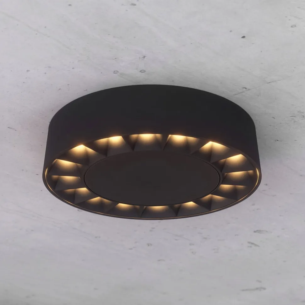 Lucande udendørs loftlampe Kelissa, rund, sort