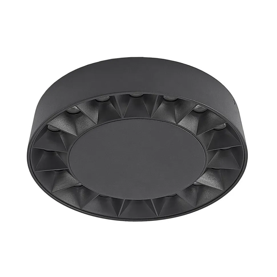 Lucande udendørs loftlampe Kelissa, rund, sort