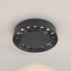 Lucande udendørs loftlampe Kelissa, rund, sort