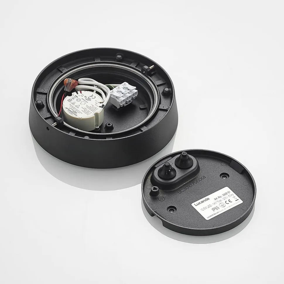 Lucande udendørs loftlampe Kelissa, rund, sort
