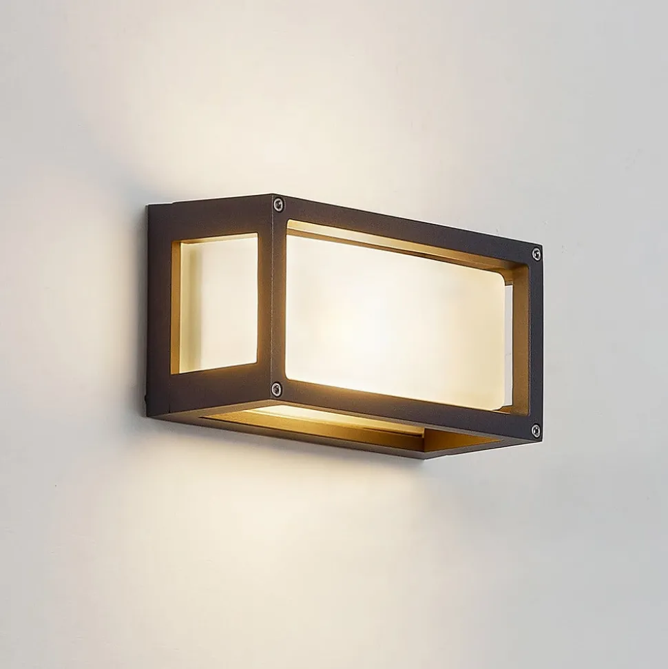 Lucande udendørs væglampe Aurelien, grå, metal, 12,5 cm, IP54