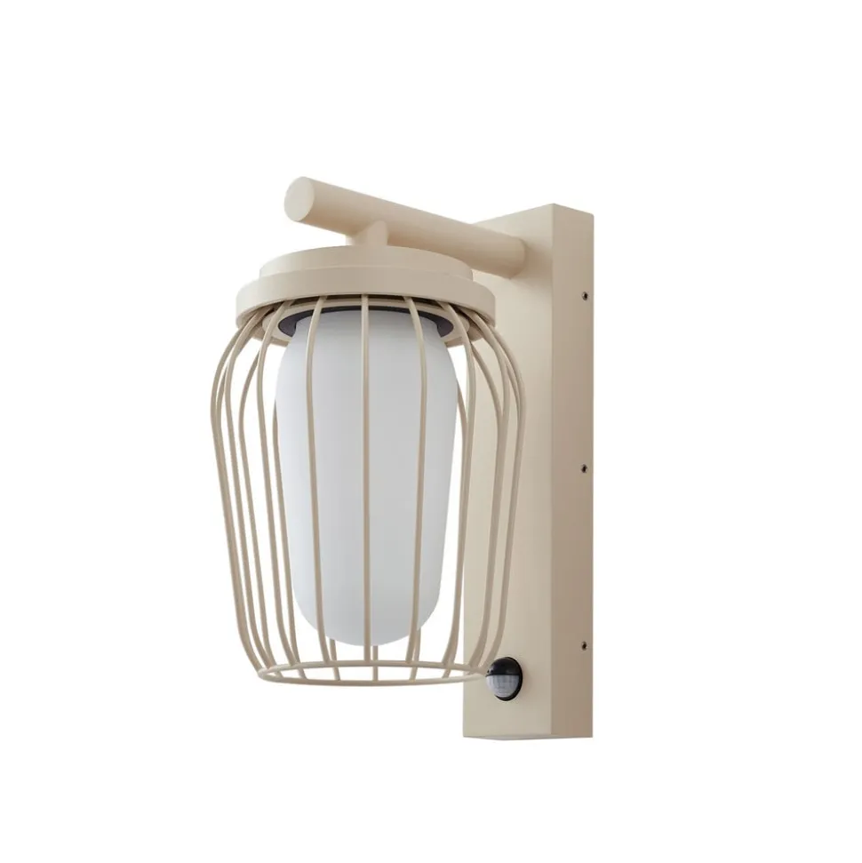 Lucande udendørs væglampe Chandan, 30 cm, beige, sensor, IP44