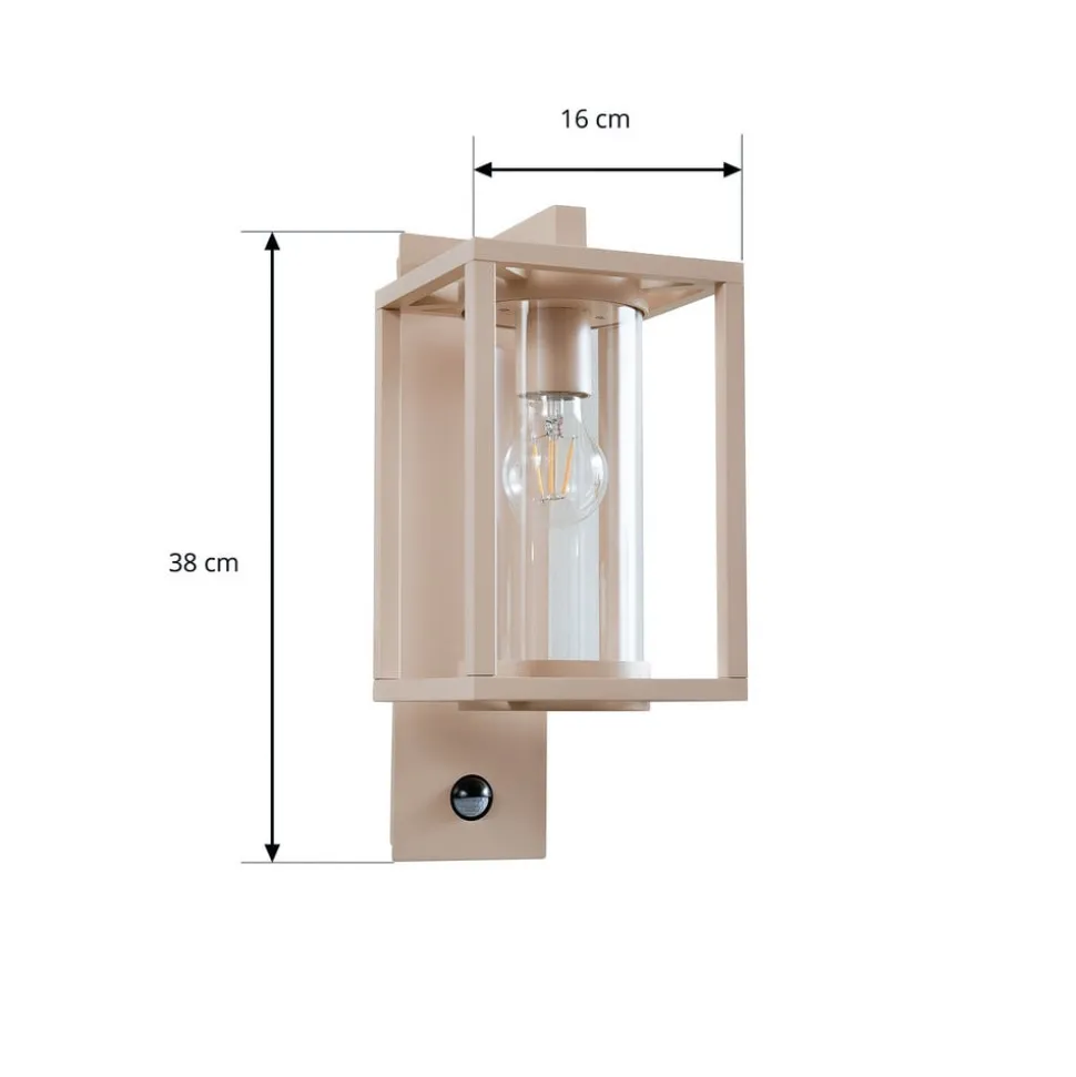 Lucande udendørs væglampe Ferda, sensor, pendel, beige, IP44
