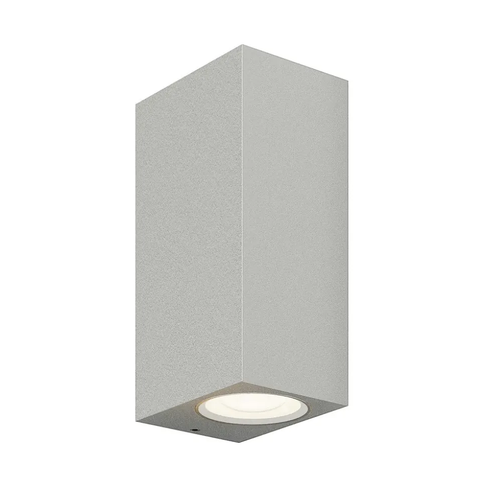 Lucande udendørs væglampe Tavi, 15 cm, sølv, Bridgelux LED