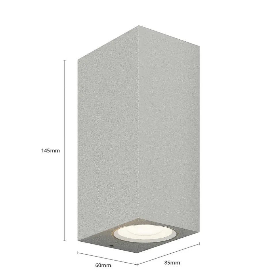 Lucande udendørs væglampe Tavi, 15 cm, sølv, Bridgelux LED