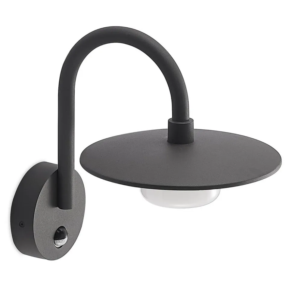 Lucande udendørs væglampe Zamalino, 31 cm, antracit, sensor