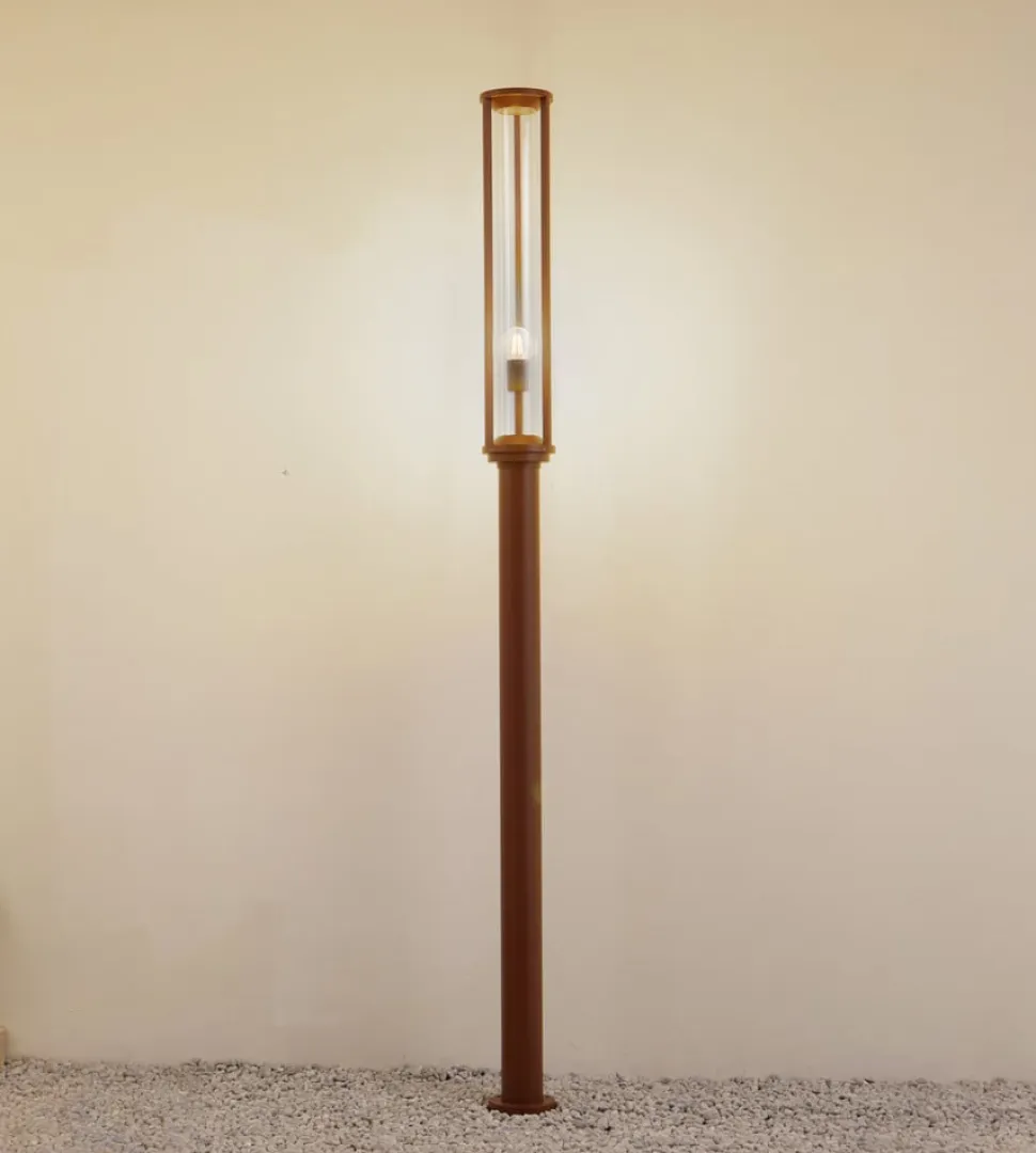 Lucande udendørslampe Alivaro, rustfarvet, 220 cm, E27, IP65
