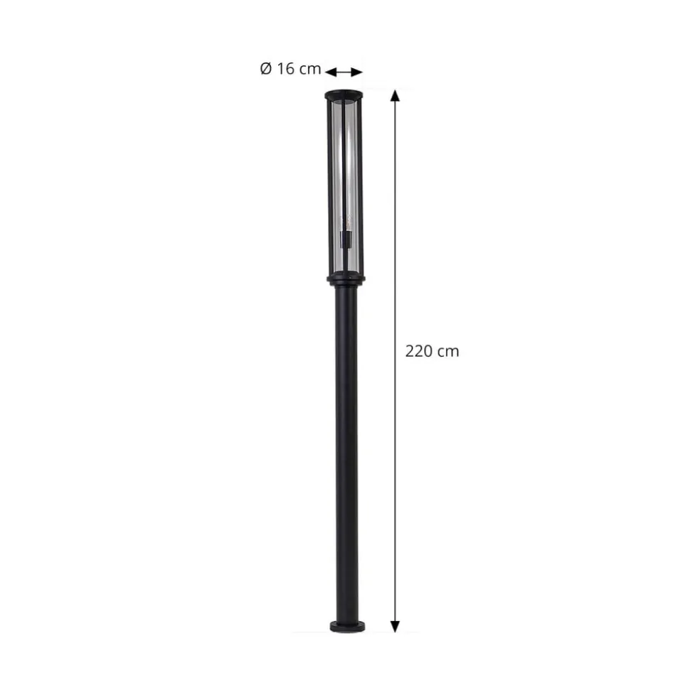 Lucande udendørslampe Alivaro, sort, 220 cm, E27, IP65