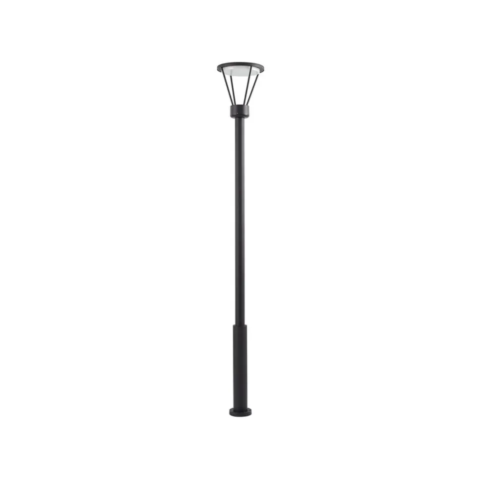 Lucande udendørslampe Elario, 222 cm, sort, aluminium