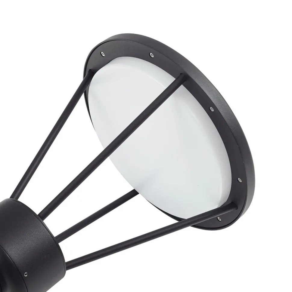 Lucande udendørslampe Elario, 222 cm, sort, aluminium