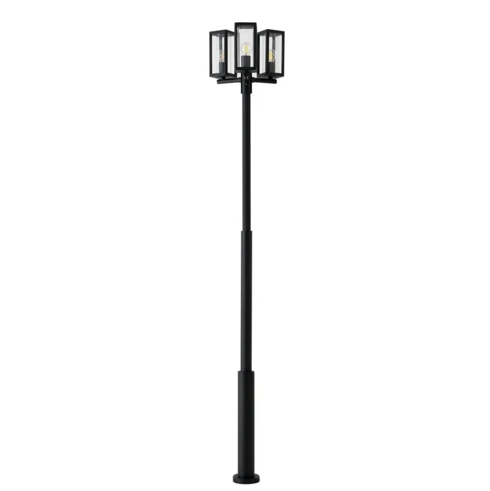 Lucande udendørslampe Siveta, 240 cm, 3 lyskilder, sort, E27, IP65