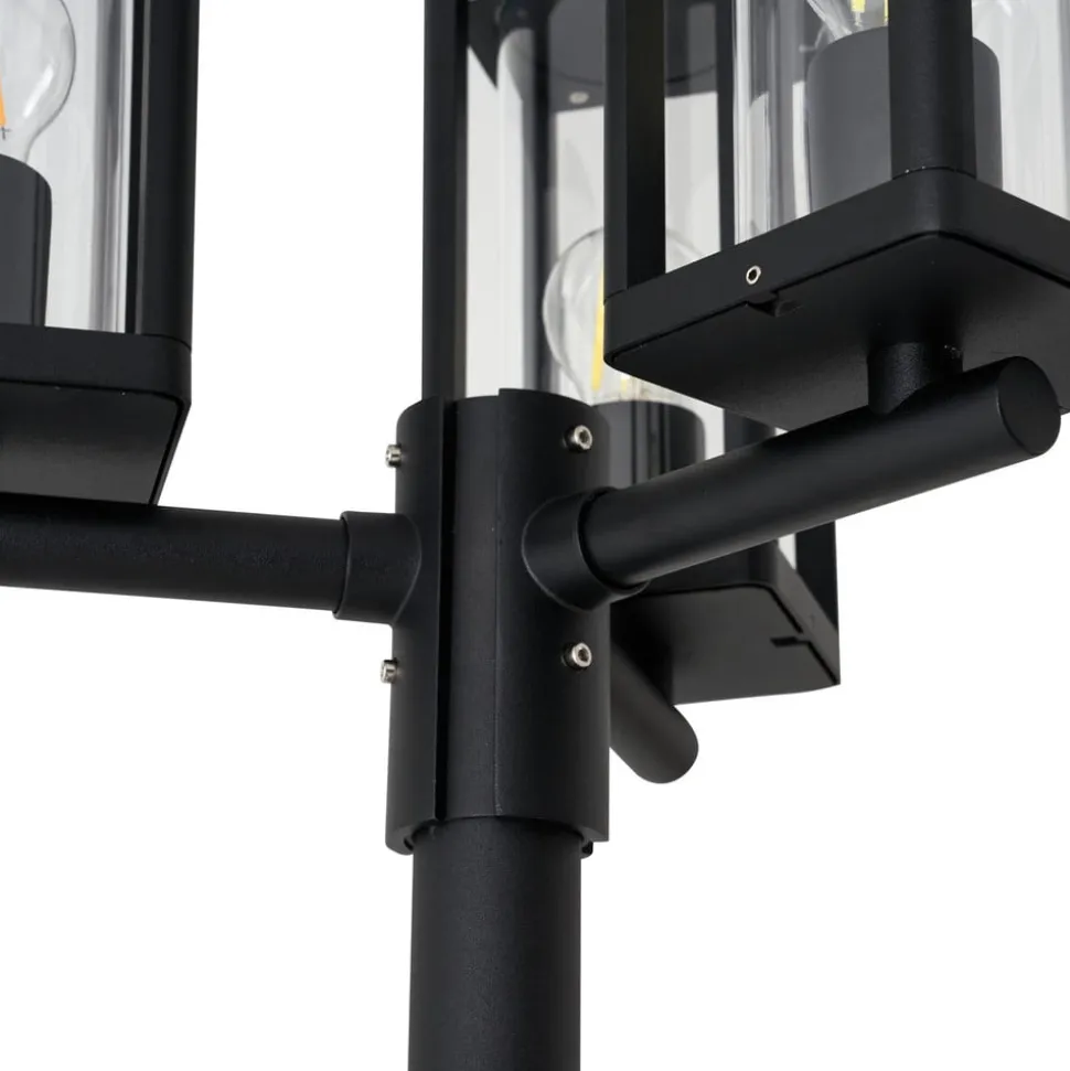 Lucande udendørslampe Siveta, 240 cm, 3 lyskilder, sort, E27, IP65