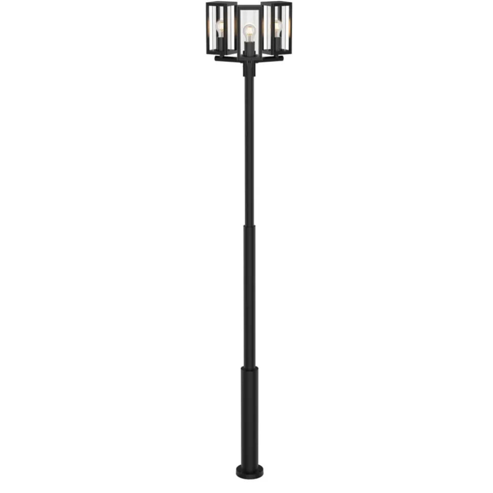 Lucande udendørslampe Siveta, 240 cm, 3 lyskilder, sort, E27, IP65
