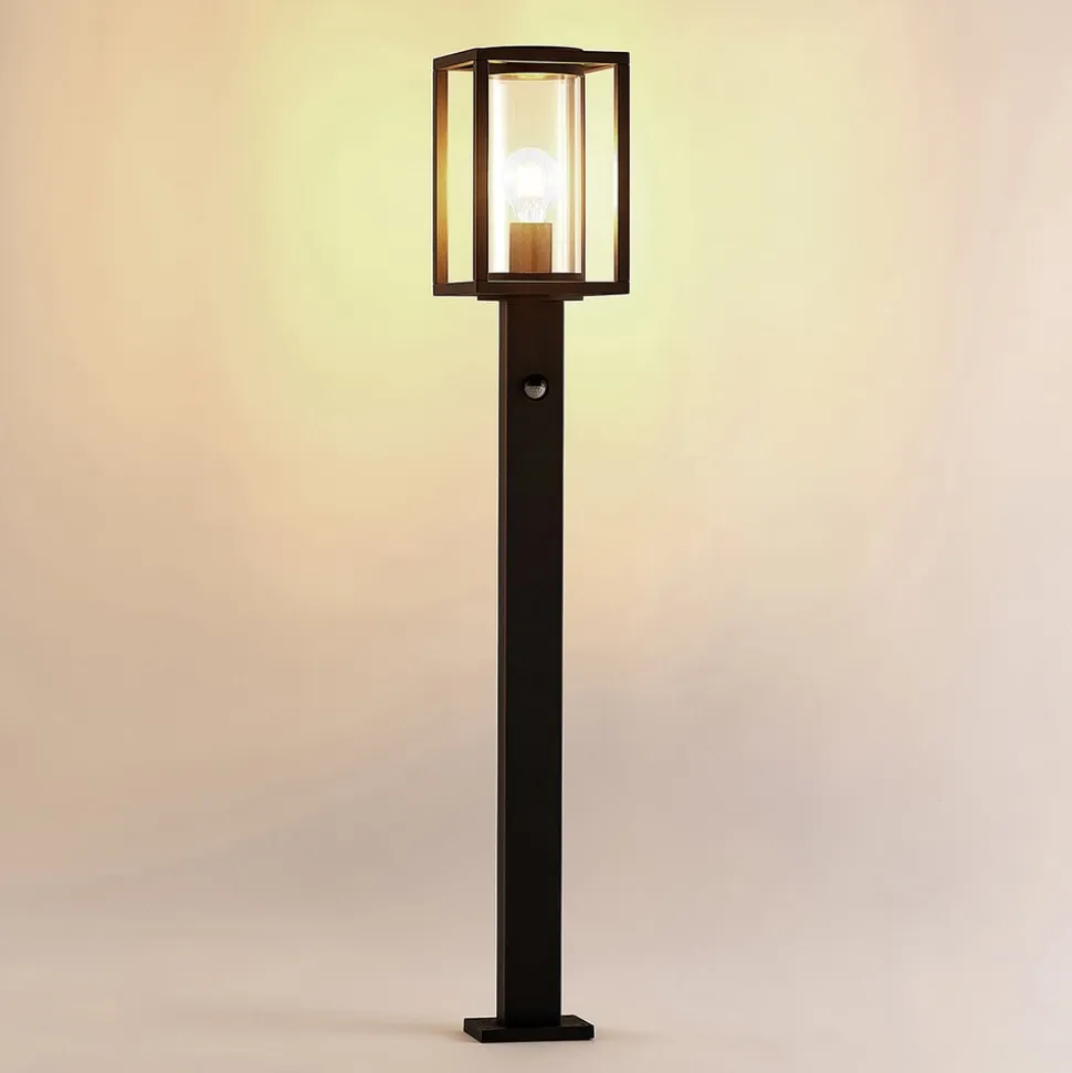 Lucande vejlampe Ferda, 100 cm, sensor, antracit, IP44