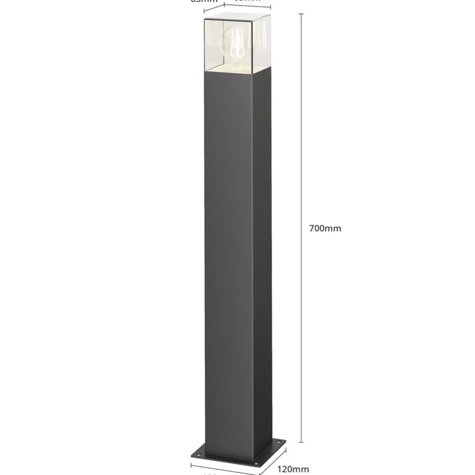 Lucande vejlampe Keke, højde 70 cm, antracit, aluminium