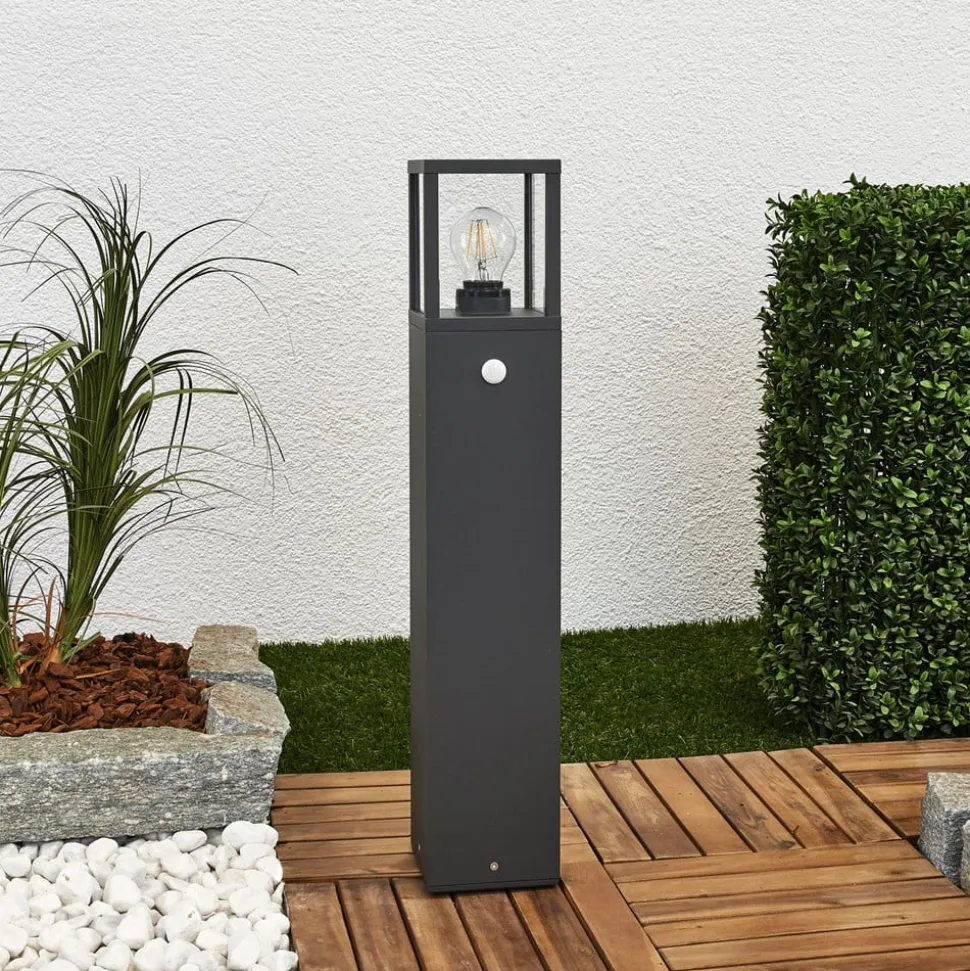 Lucande vejlampe Klemens, 65 cm, sensor, antracit, E27