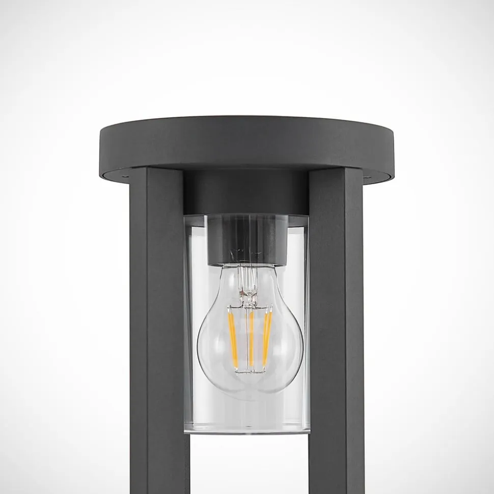Lucande vejlampe Overa, grå, metal, 68 cm, IP44, E27