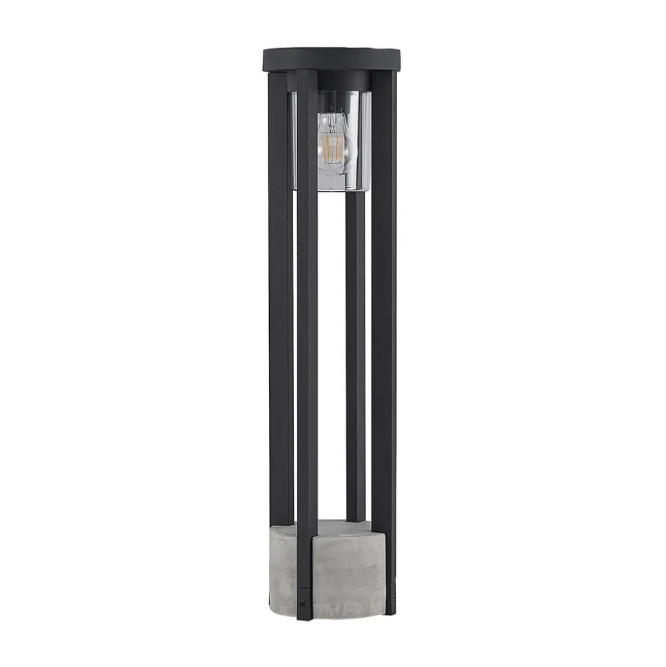 Lucande vejlampe Overa, grå, metal, 68 cm, IP44, E27