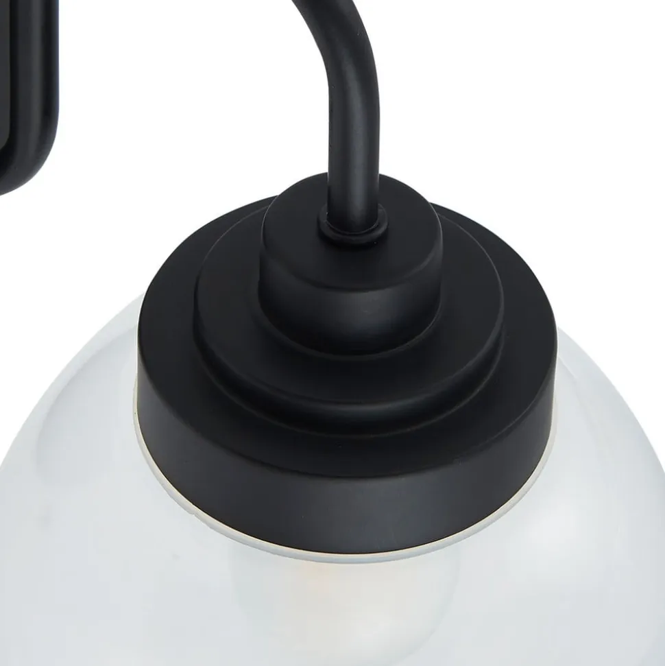Lucande væglampe Badolo, sort, glas, 25 cm høj, IP44