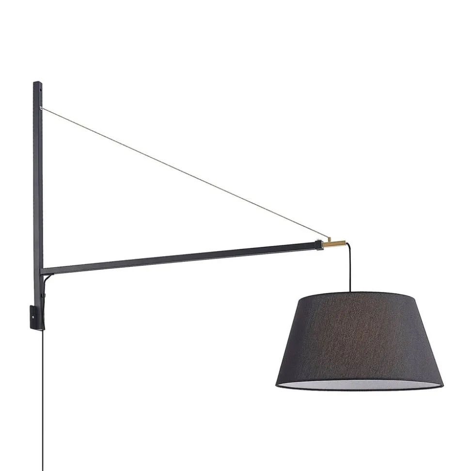 Lucande væglampe Beleza, højde 150 cm, kan trækkes ud, tekstil