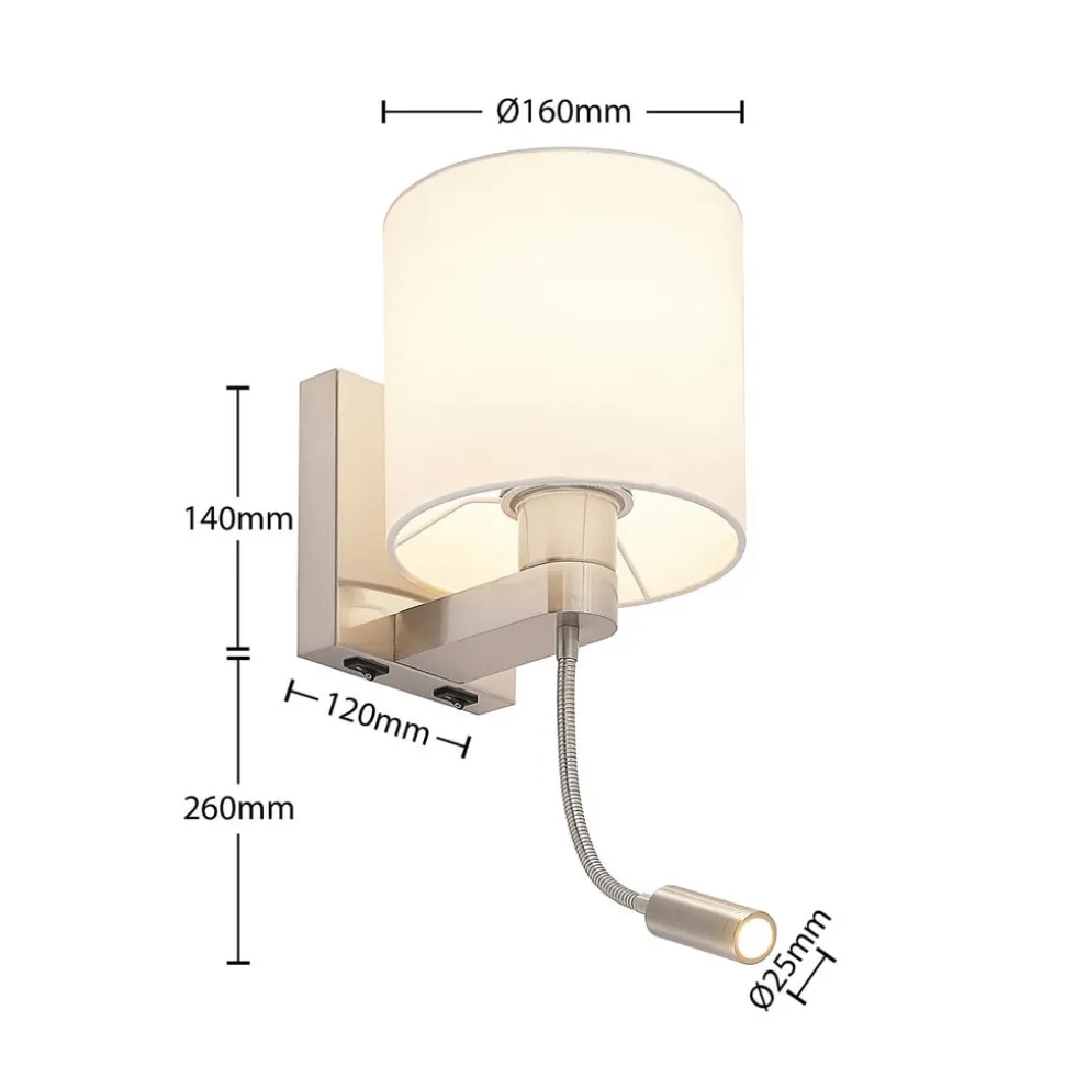 Lucande væglampe Brinja, 45 cm, drejelig, læselampe, E27