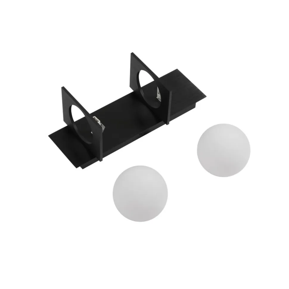 Lucande væglampe Kulka, 2 lyskilder, sort, glas, G9