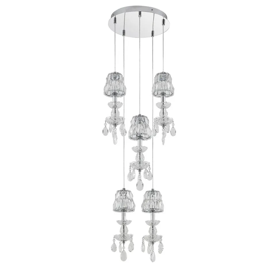 Lucande Yasanie LED-pendellampe, 5 lyskilder, rund